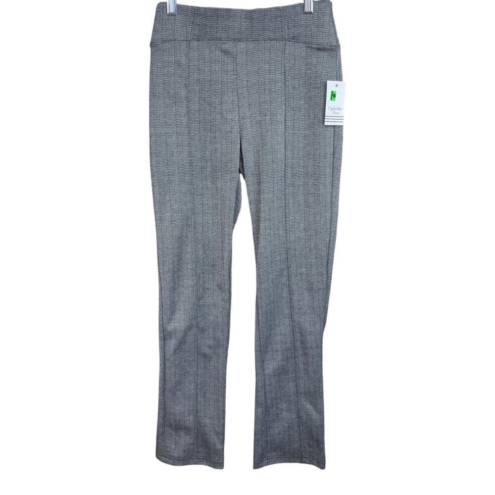 Ophelia Roe Pants Women’s Small Gray Herringbone High Rise Straight Leg NWT